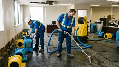 Commercial water damage restoration team serving Cedar Rapids, IA for flood and pipe damage cleanup