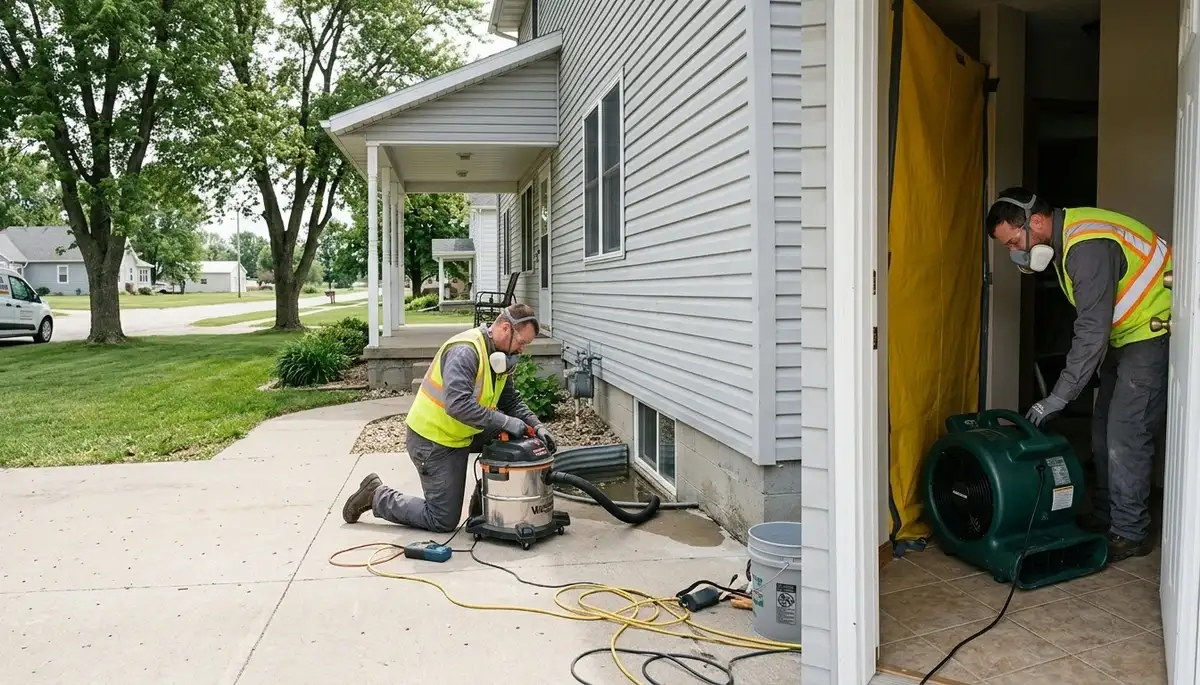 Water damage restoration team serving Cedar Rapids, IA for emergency cleanup and repairs